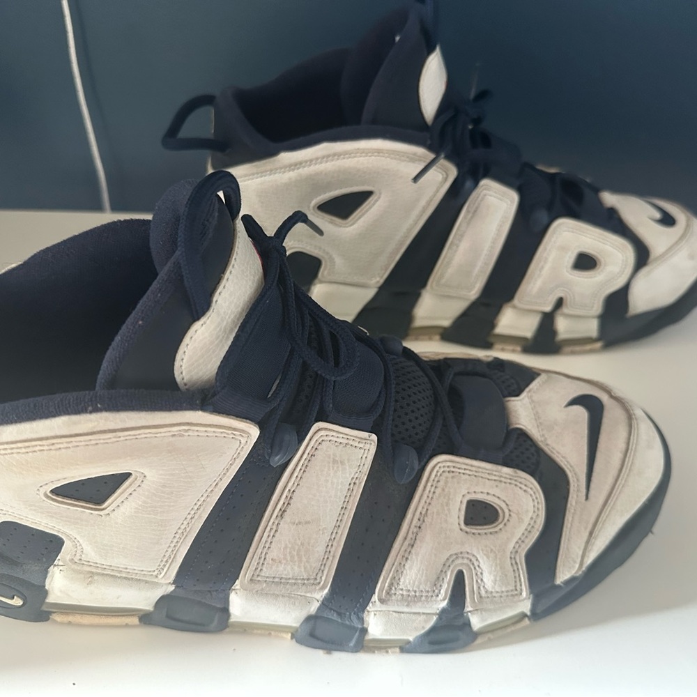 Nike Uptempo Sneakers in Navy and White